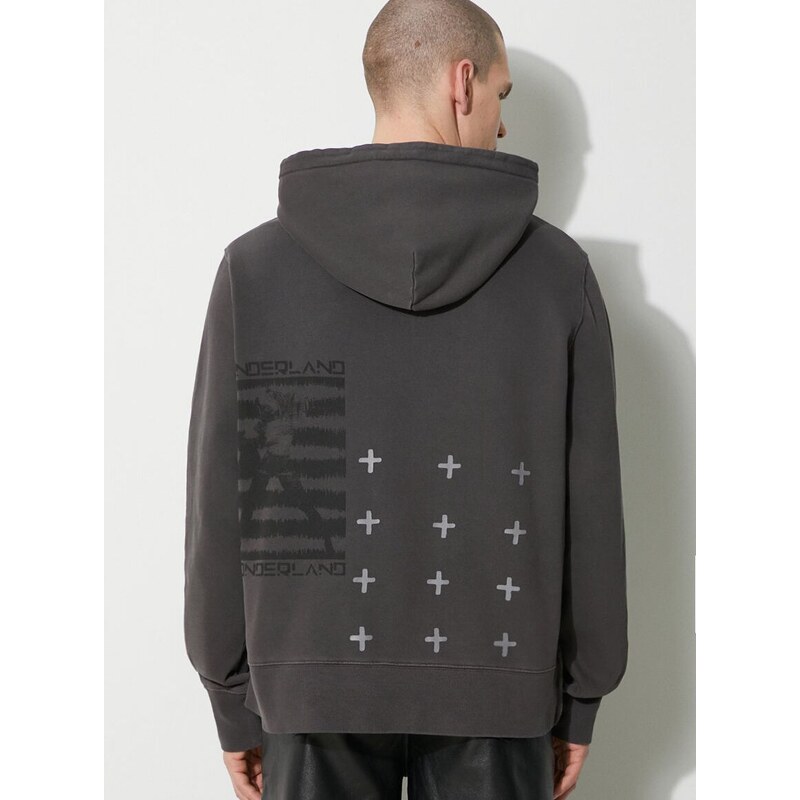 Bavlněná mikina KSUBI portal kash hoodie pánská, šedá barva, s kapucí, s potiskem, MPS24FL011
