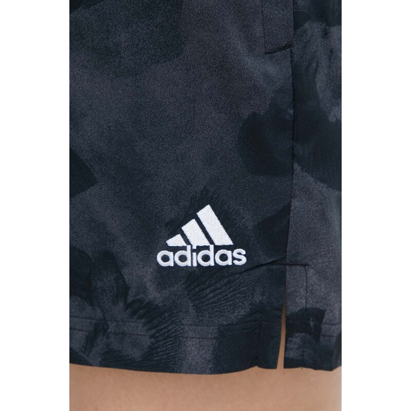 Kraťasy adidas dámské, šedá barva, vzorované, high waist, IN7318
