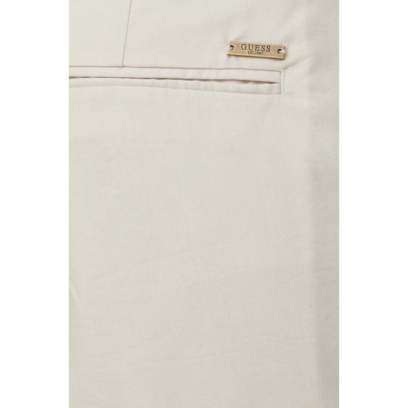 Kalhoty Guess MYRON pánské, béžová barva, přiléhavé, M4GB01 WG6H0