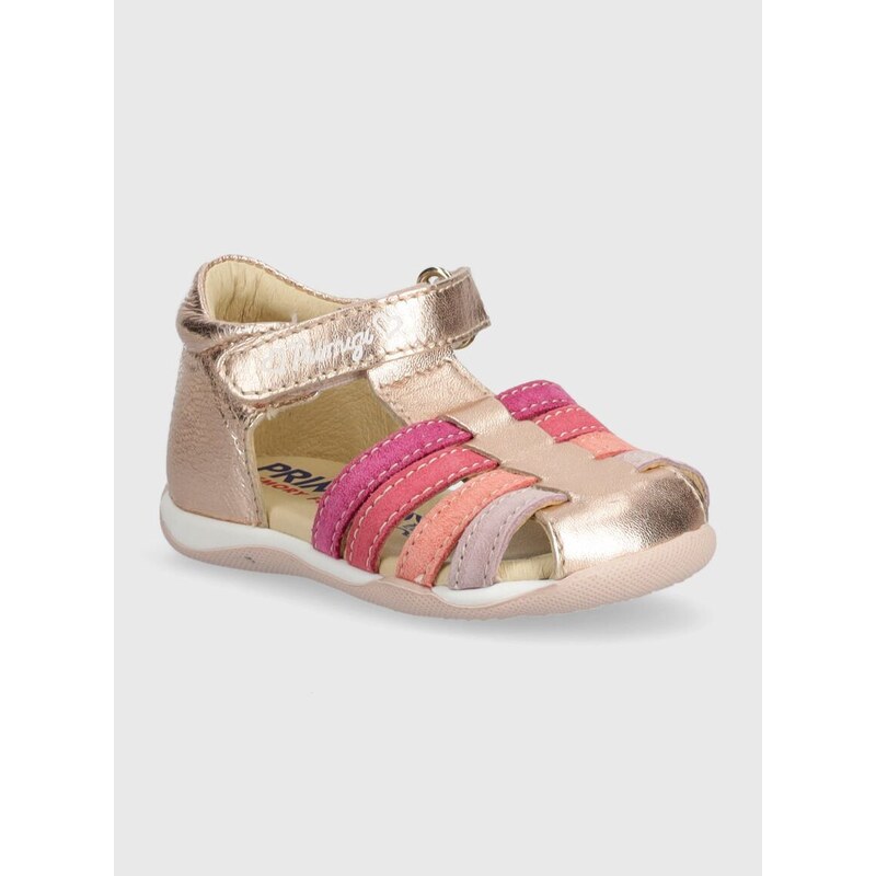 Dětské kožené sandály Primigi růžová barva