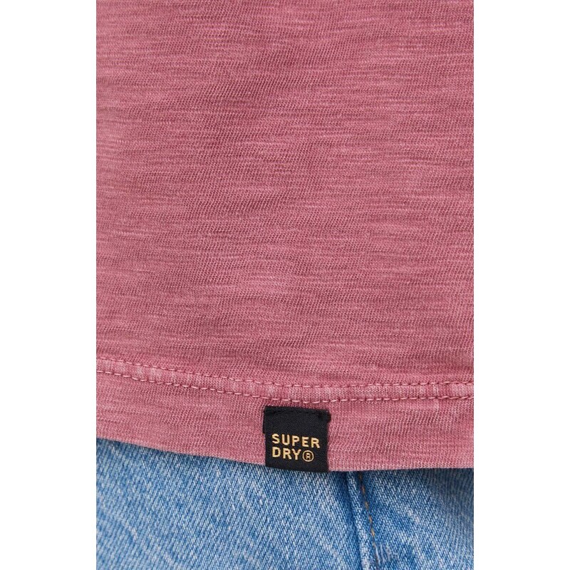 Bavlněné tričko Superdry růžová barva