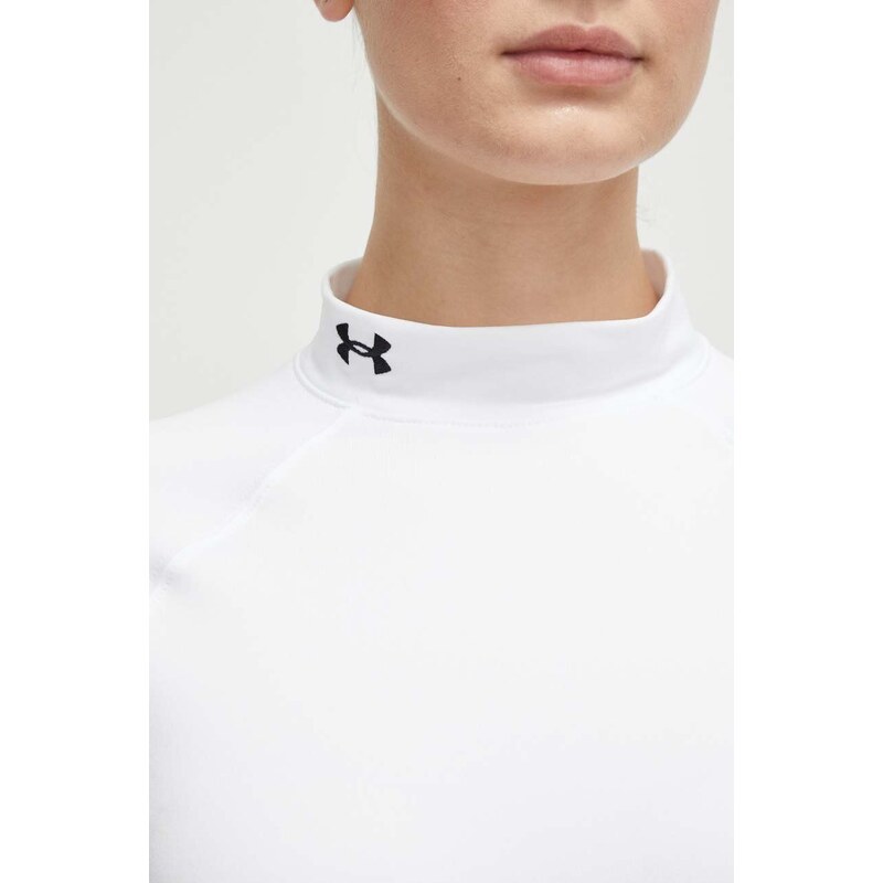 Tréninkové tričko s dlouhým rukávem Under Armour ColdGear Authentics bílá barva, s pologolfem, 1368702