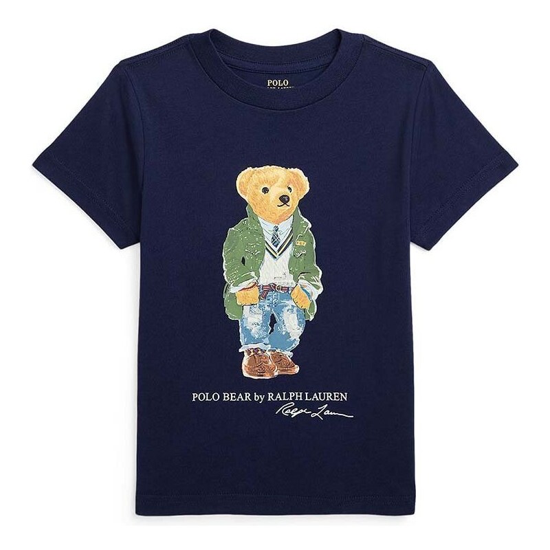 Dětské bavlněné tričko Polo Ralph Lauren tmavomodrá barva, s potiskem
