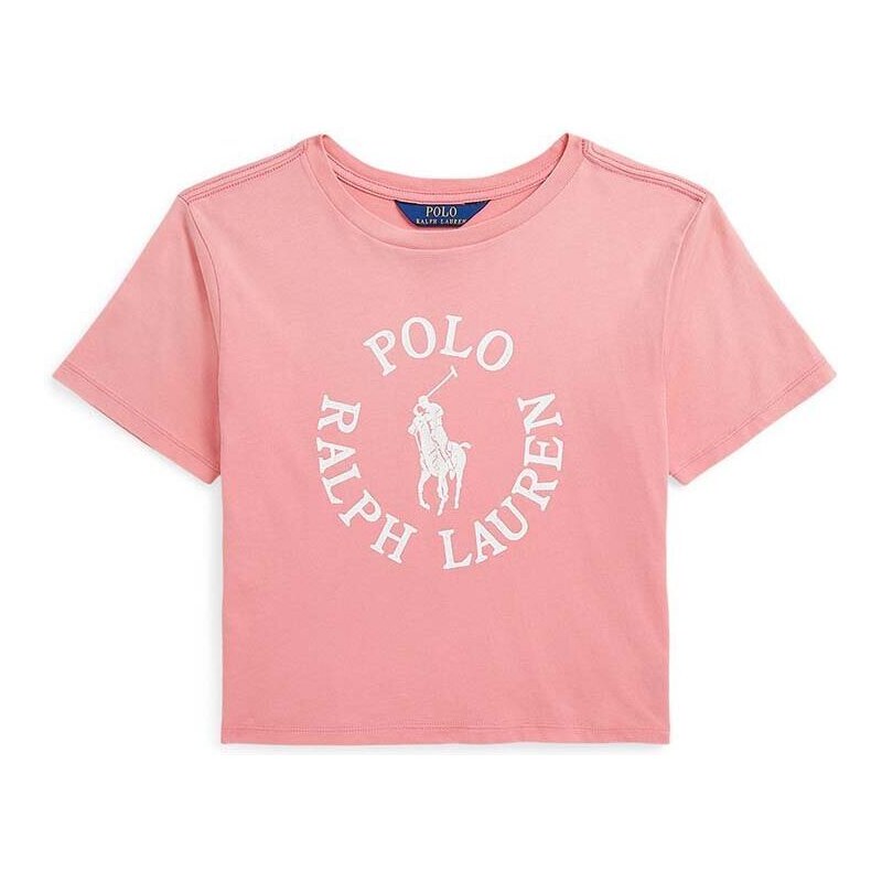 Dětské bavlněné tričko Polo Ralph Lauren růžová barva