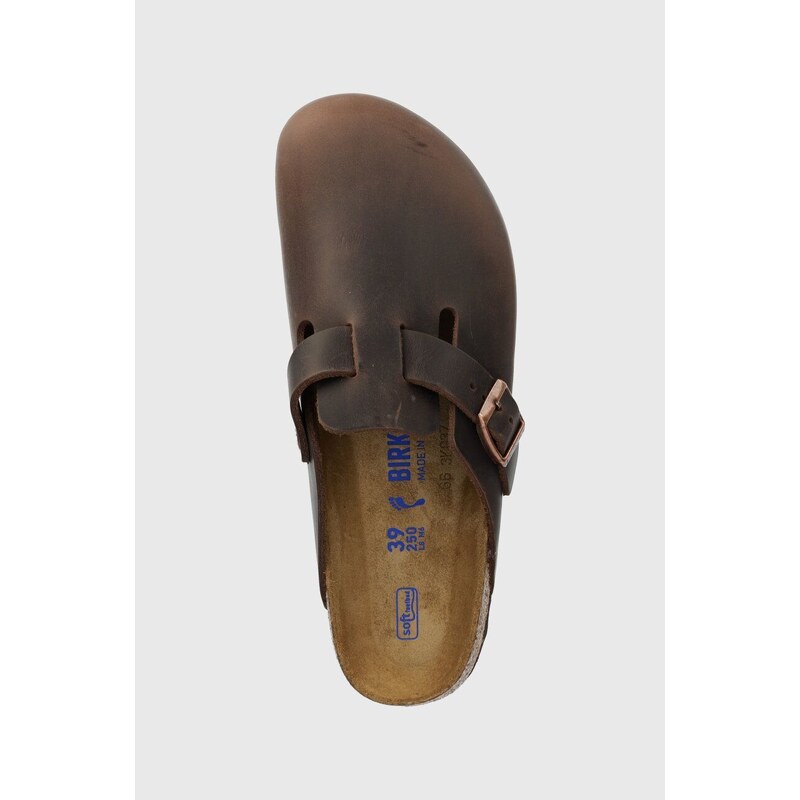 Nubukové pantofle Birkenstock Boston SFB hnědá barva, 159713