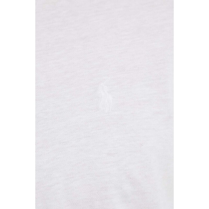 Polo s lněnou směsí Polo Ralph Lauren bílá barva