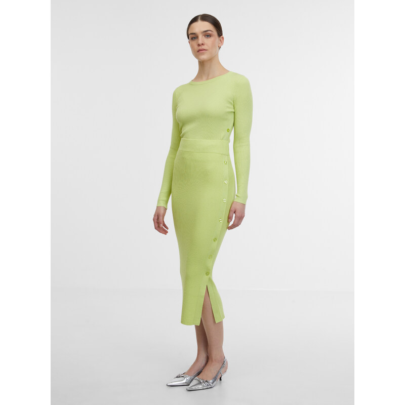 Orsay Světle zelená dámská svetrová midi sukně - Dámské