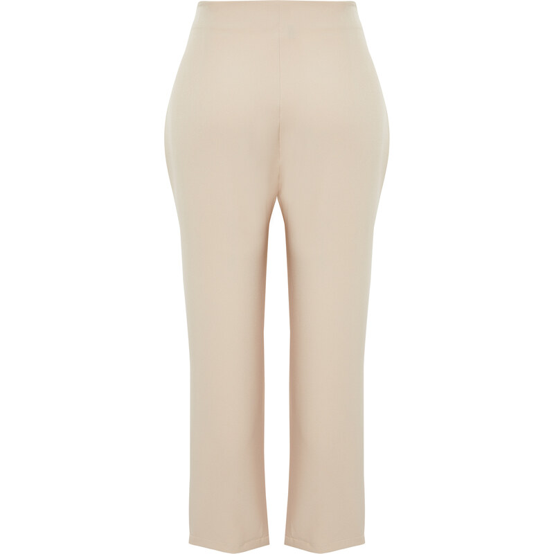 Trendyol Curve Stone High Waist Buckle Detail Woven Trousers