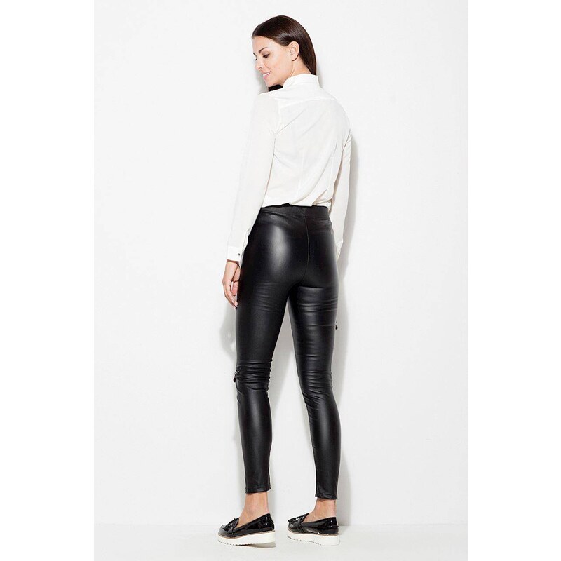 Waxed trousers decorated with zippers Katrus black