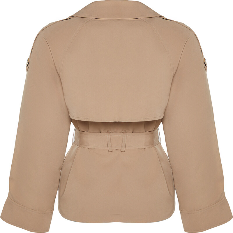 Trendyol Beige Oversize Wide Cut Belted Trench Coat