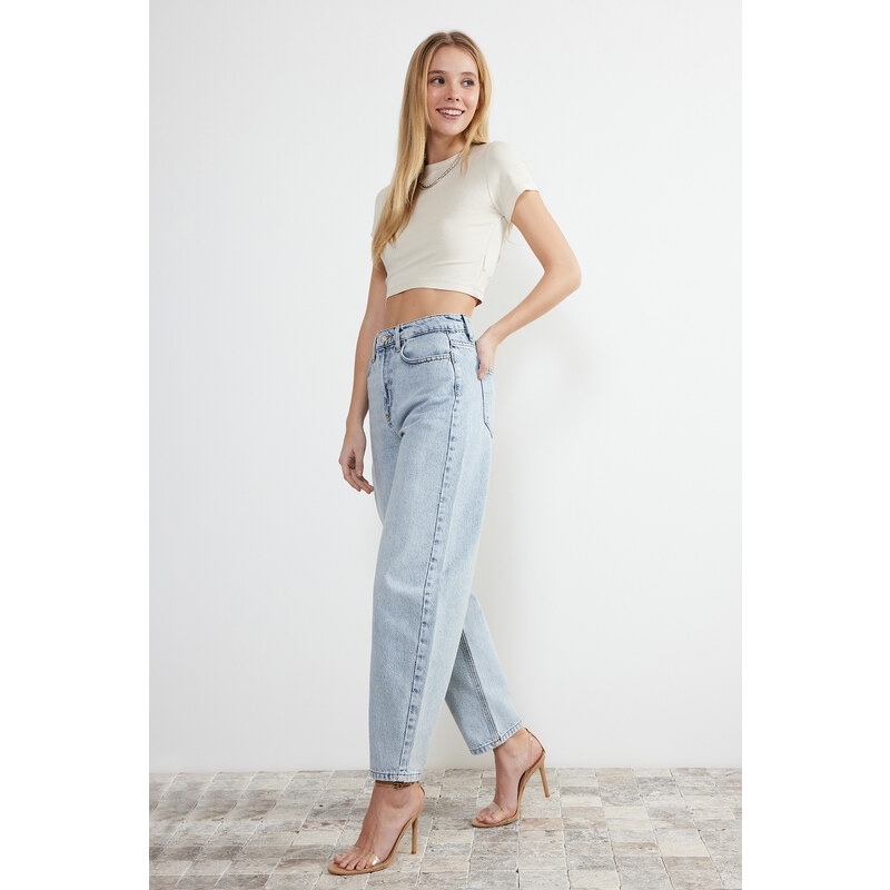 Trendyol Light Blue High Waist Barrel Jeans