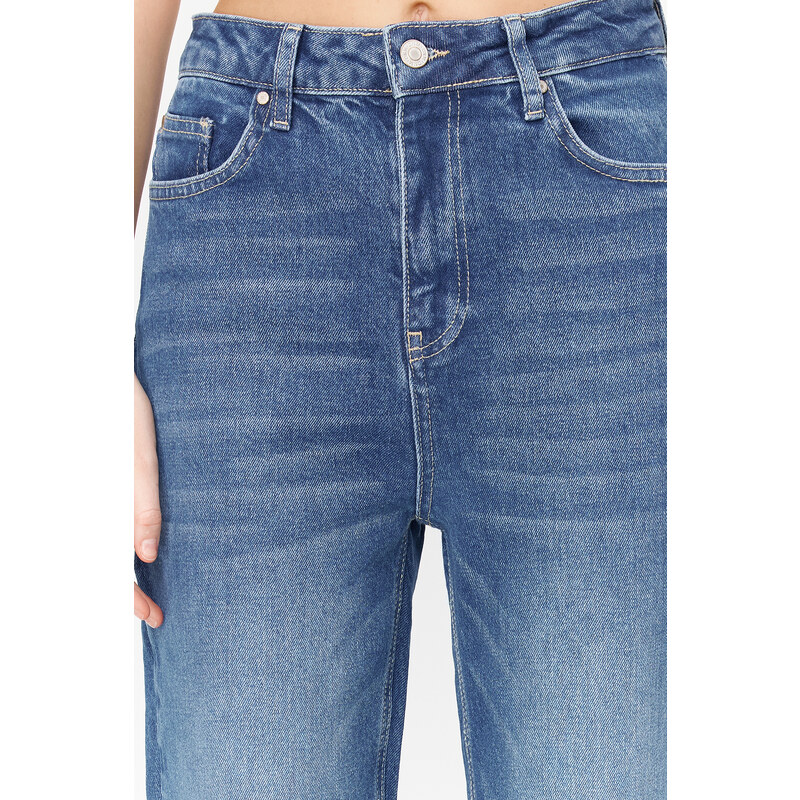 Trendyol Blue More Sustainable High Waist Slim Mom Jeans