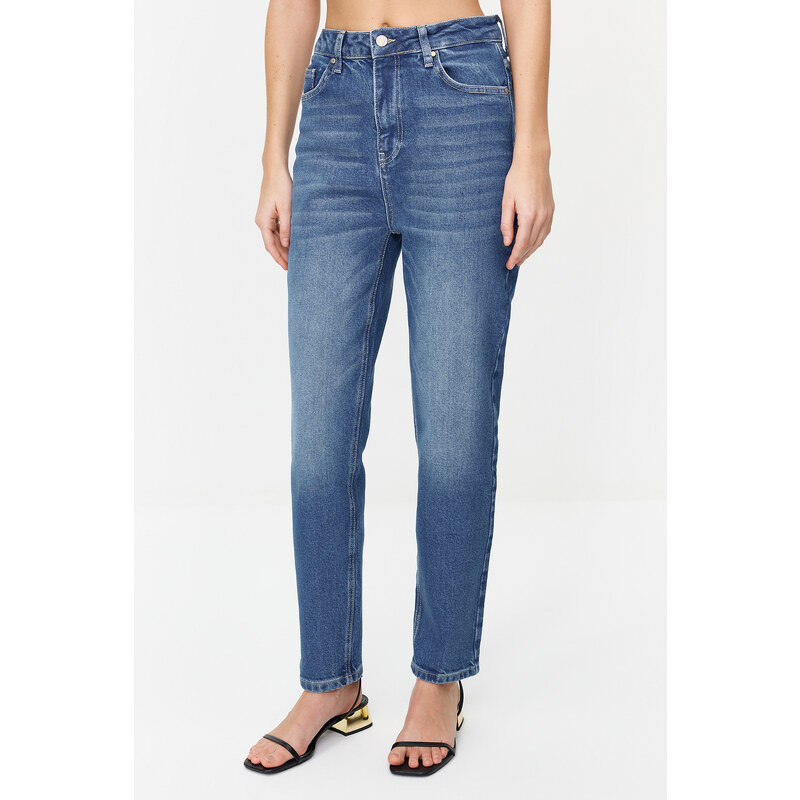 Trendyol Blue More Sustainable High Waist Slim Mom Jeans