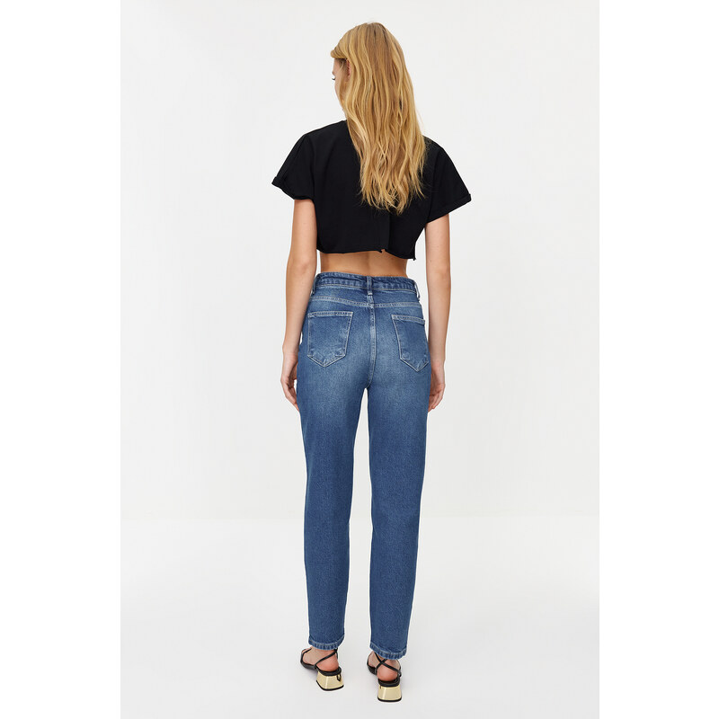 Trendyol Blue More Sustainable High Waist Slim Mom Jeans