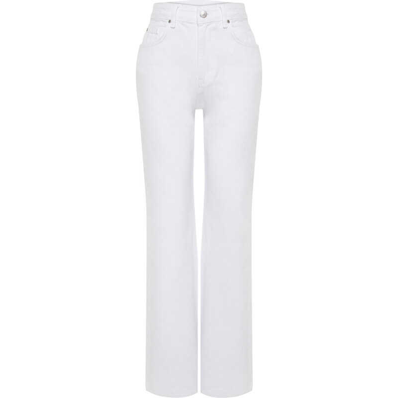 Trendyol White High Waist Wide Leg Jeans