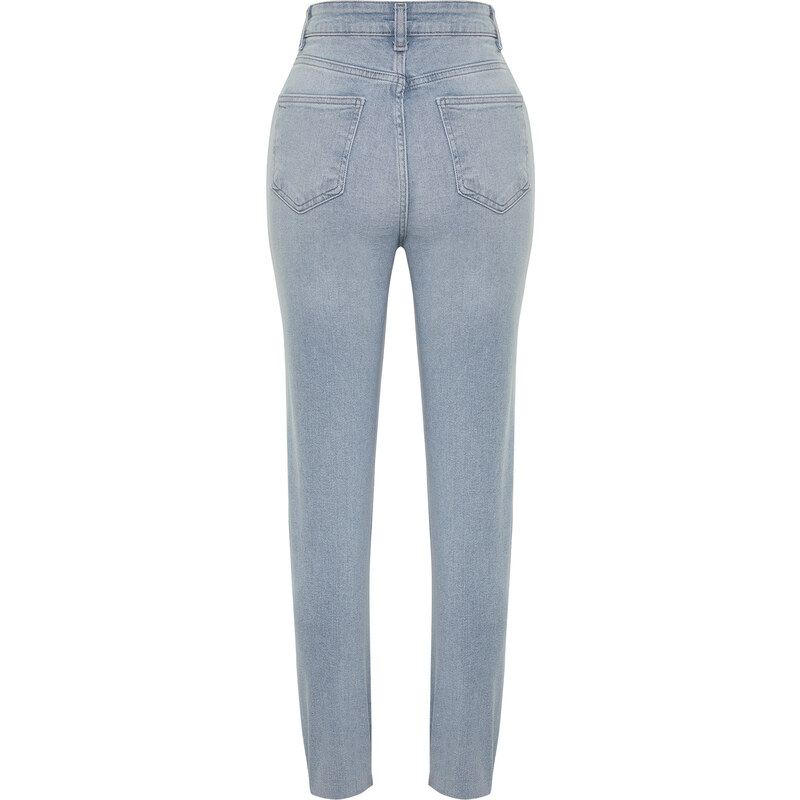 Trendyol Light Gray High Waist Slim Mom Jeans