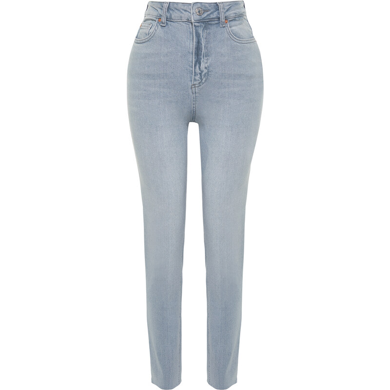 Trendyol Light Gray High Waist Slim Mom Jeans