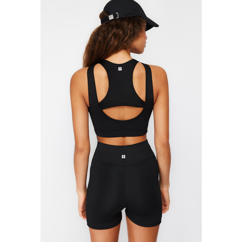 Trendyol Black Back Reflector Print Detailed Support/Shaping Knitted Sports Bra