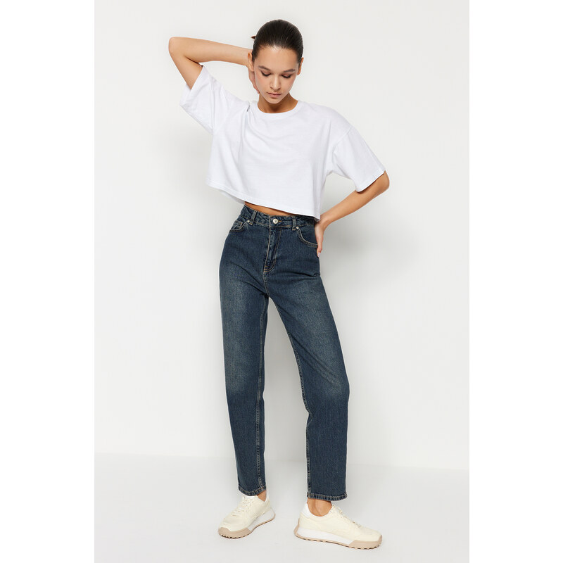 Trendyol Blue High Waist Slim Mom Jeans