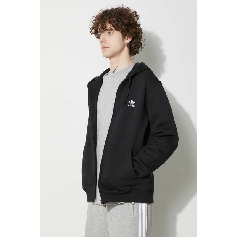 Mikina adidas Originals pánská, černá barva, s kapucí, hladká, IL2511