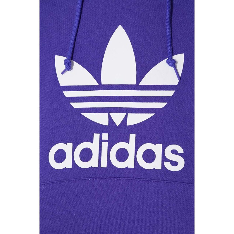 Bavlněná mikina adidas Originals Adicolor Classics Trefoil pánská, fialová barva, s kapucí, s potiskem, IM9398