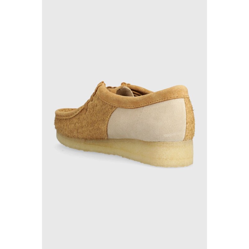 Semišové mokasíny Clarks Originals Wallabee dámské, hnědá barva, na klínku, 26176524