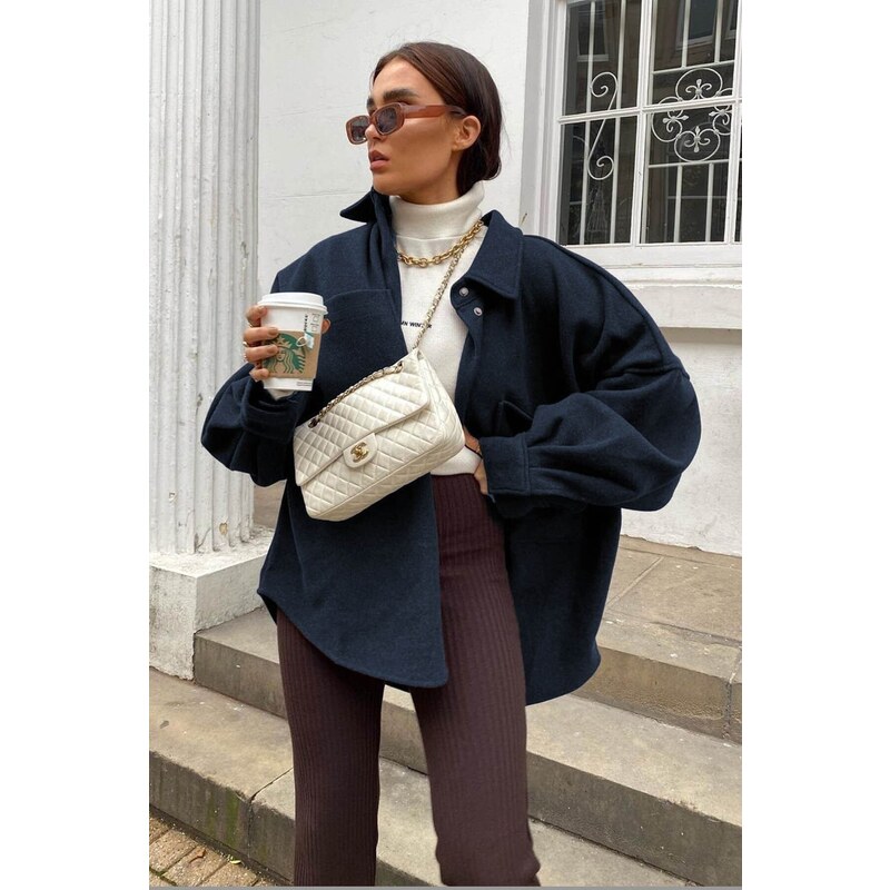 Madmext Mad Girls modrá oversize košilová bunda 90106389
