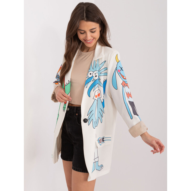 Fashionhunters Krémová bunda s barevným potiskem