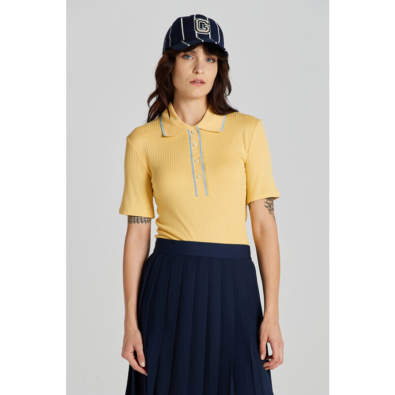 POLOKOŠILE GANT LIGHTWEIGHT RIBBED SS POLO DUSTY YELLOW