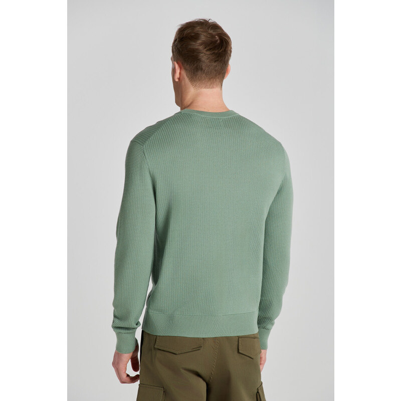 SVETR GANT TEXTURED COTTON C-NECK zelená M