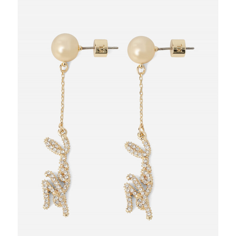 NÁUŠNICE KARL LAGERFELD K/SIGNATURE PAVE DROP EARRINGS