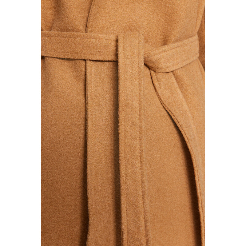 Trendyol Camel Belted Long Wool Cachet Coat