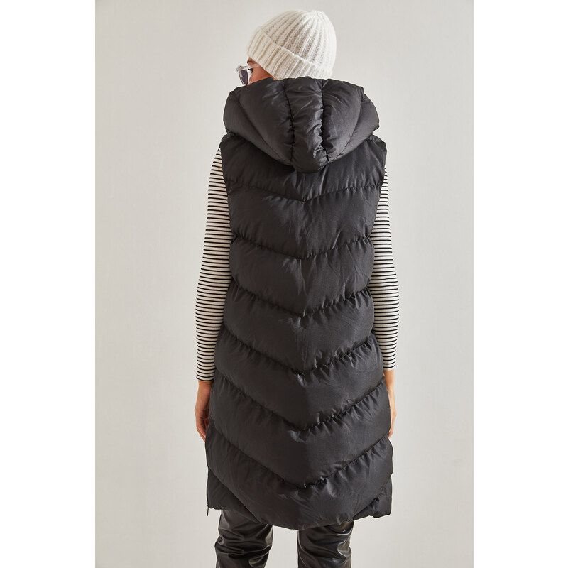 Bianco Lucci Women's Side Zipper Long Puffer Vest