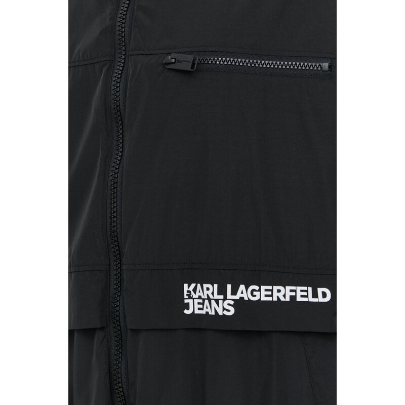 Bunda Karl Lagerfeld Jeans pánská, černá barva, přechodná, oversize