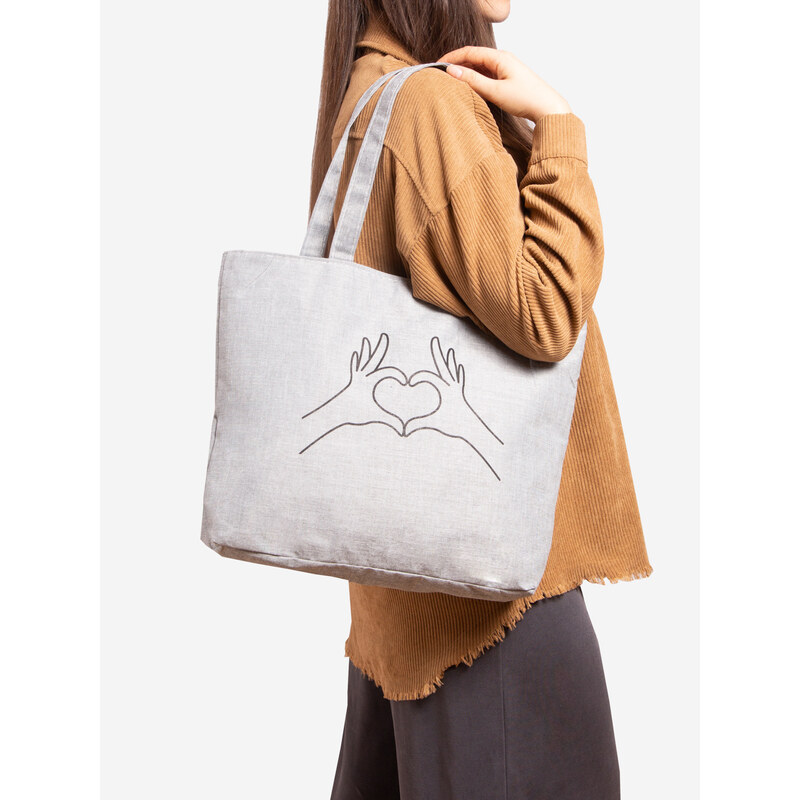 Shelvt Grey fabric shopping bag