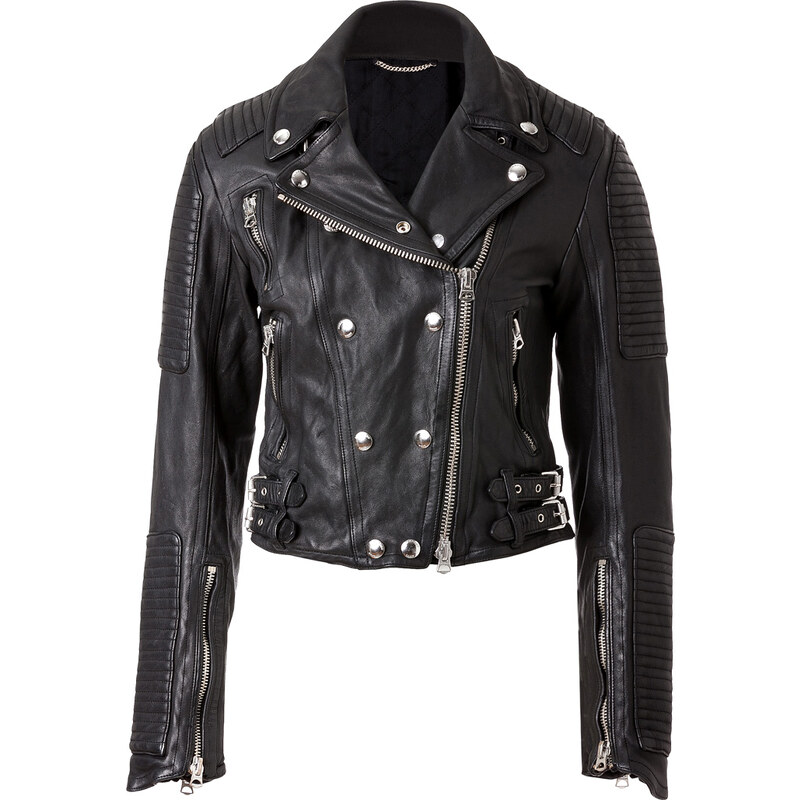 Burberry Brit Cropped Leather Motorcycle Jacket