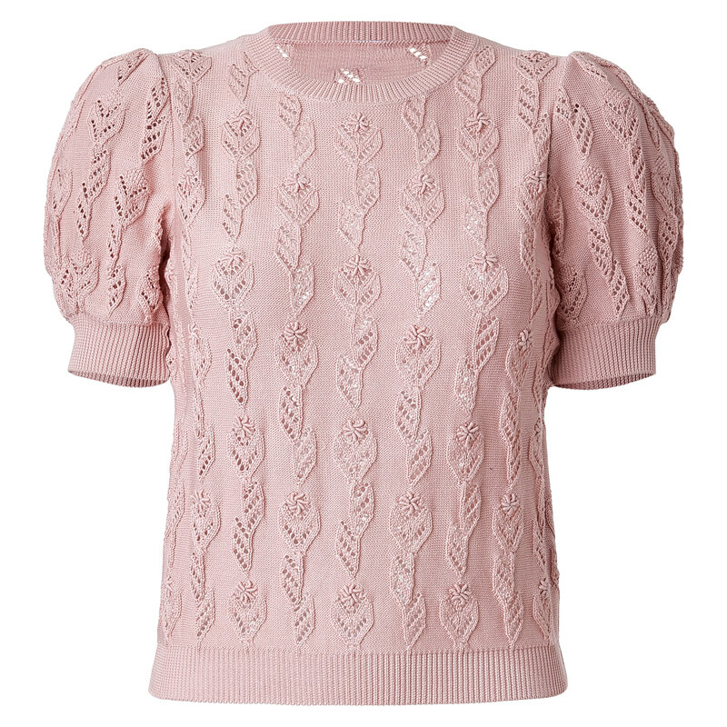 RED Valentino Knit Cotton Puff Sleeve Top