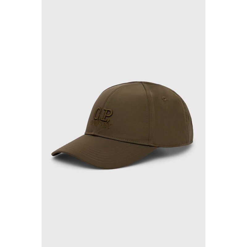 Kšiltovka C.P. Company Chrome-R Logo Cap zelená barva, s aplikací, 16CMAC147A005904A