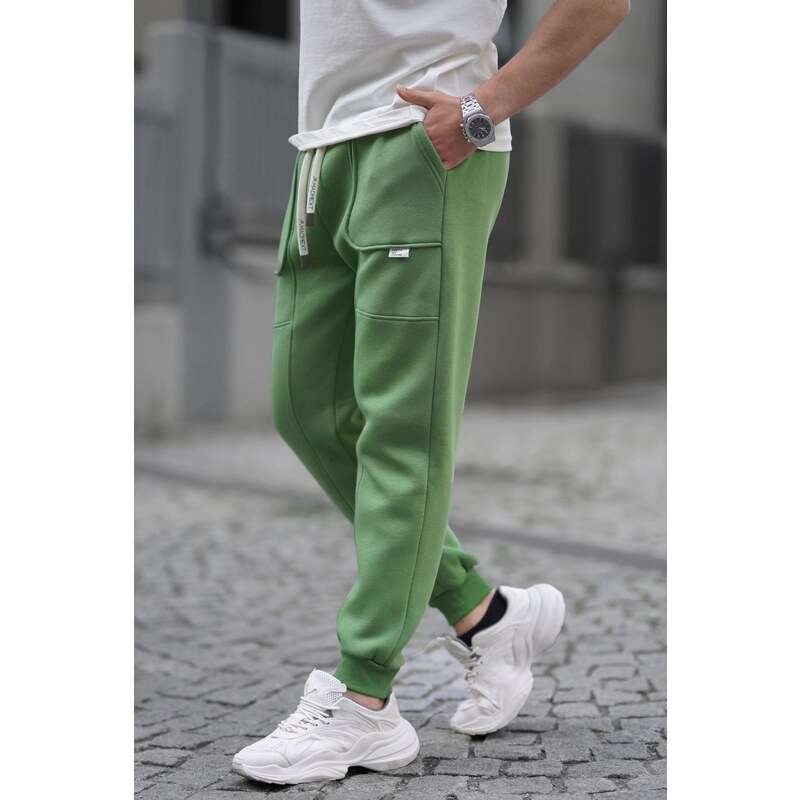 Madmext Green Cargo Pocket Basic Sweatpants 6527