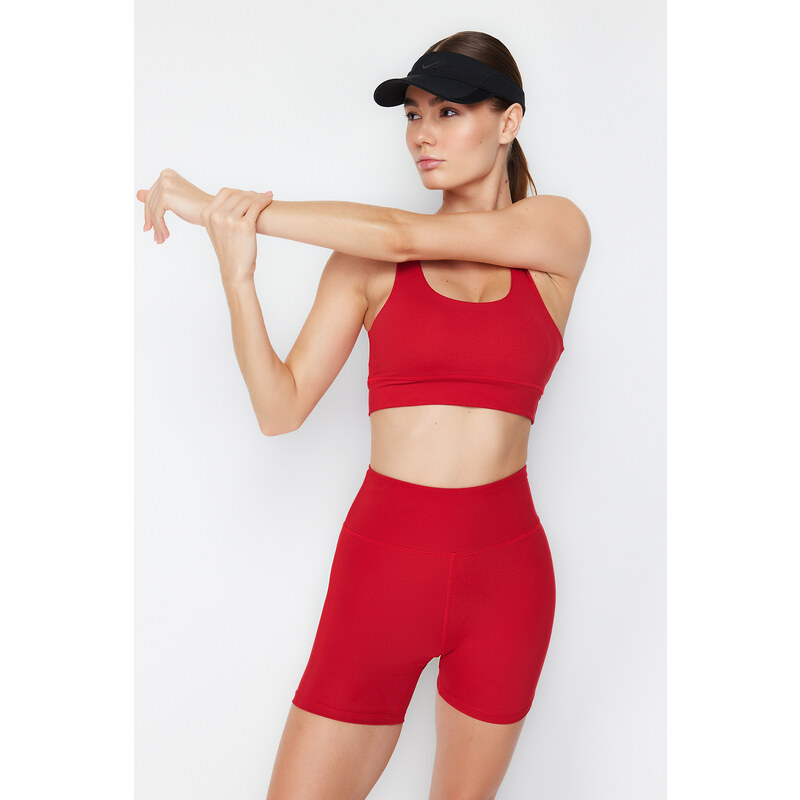 Trendyol Red Brushed Soft Fabric Support/Shaping Print Knitted Sports Bra