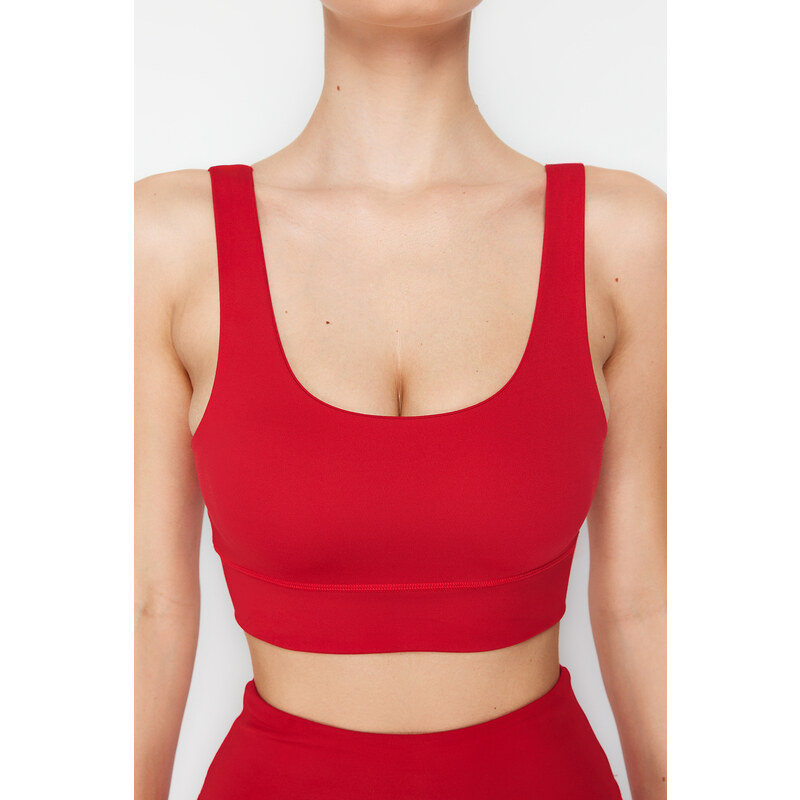 Trendyol Red Brushed Soft Fabric Support/Shaping Print Knitted Sports Bra