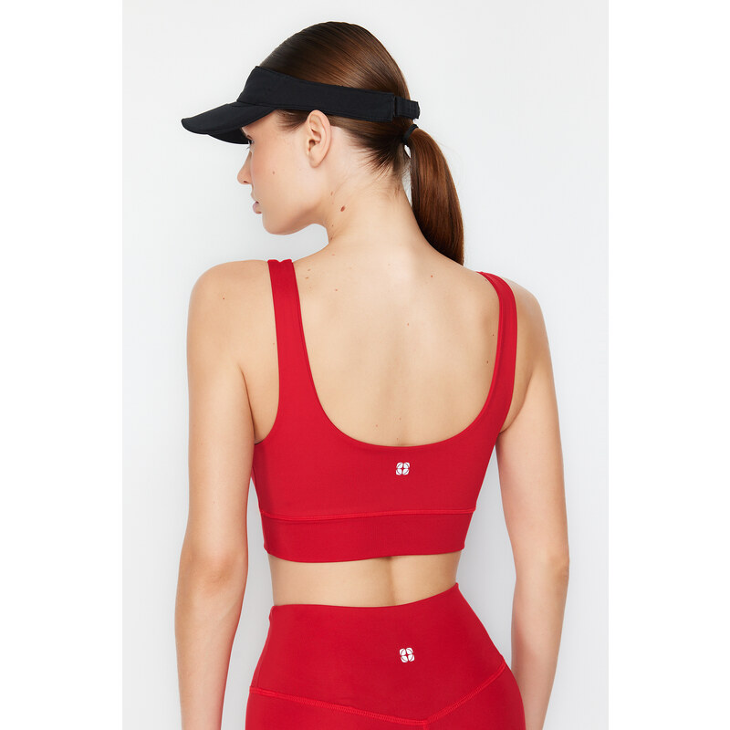 Trendyol Red Brushed Soft Fabric Support/Shaping Print Knitted Sports Bra