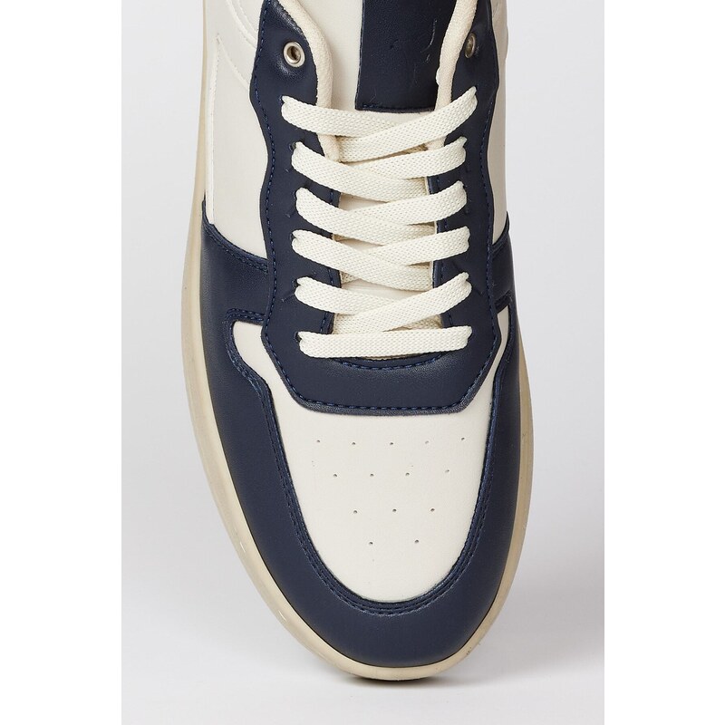 AC&Co / Altınyıldız Classics Men's Navy Blue-Beige Lace Up Comfortable Sole Daily Sneaker Shoes