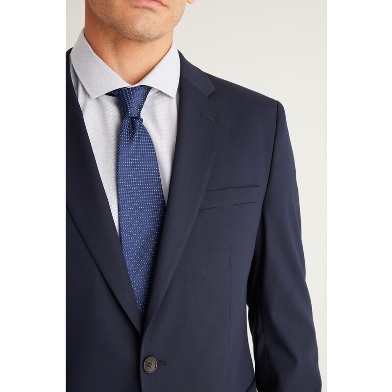 ALTINYILDIZ CLASSICS Men's Navy Blue Regular Fit Comfortable Cut Mono Collar Suit