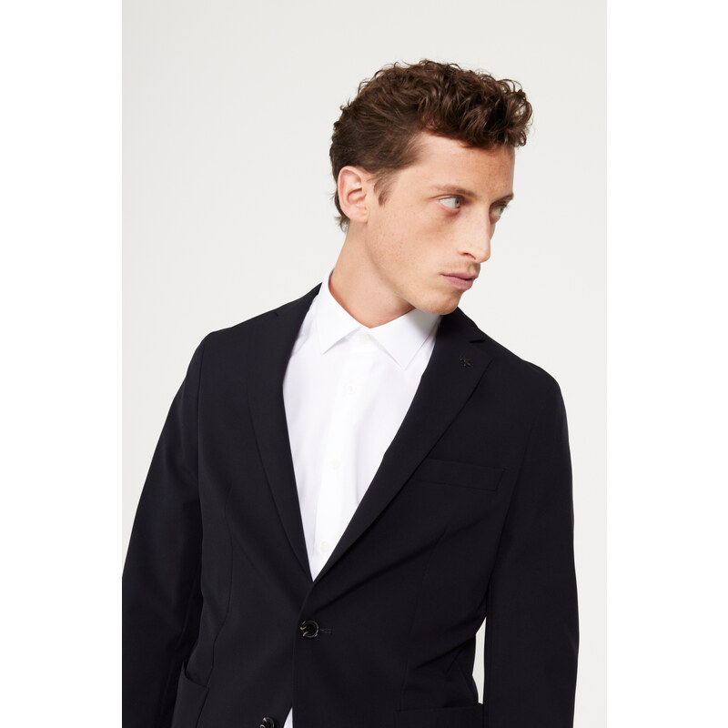 ALTINYILDIZ CLASSICS Men's Dark Navy Blue Slim Fit Slim Fit Mono Collar Suit