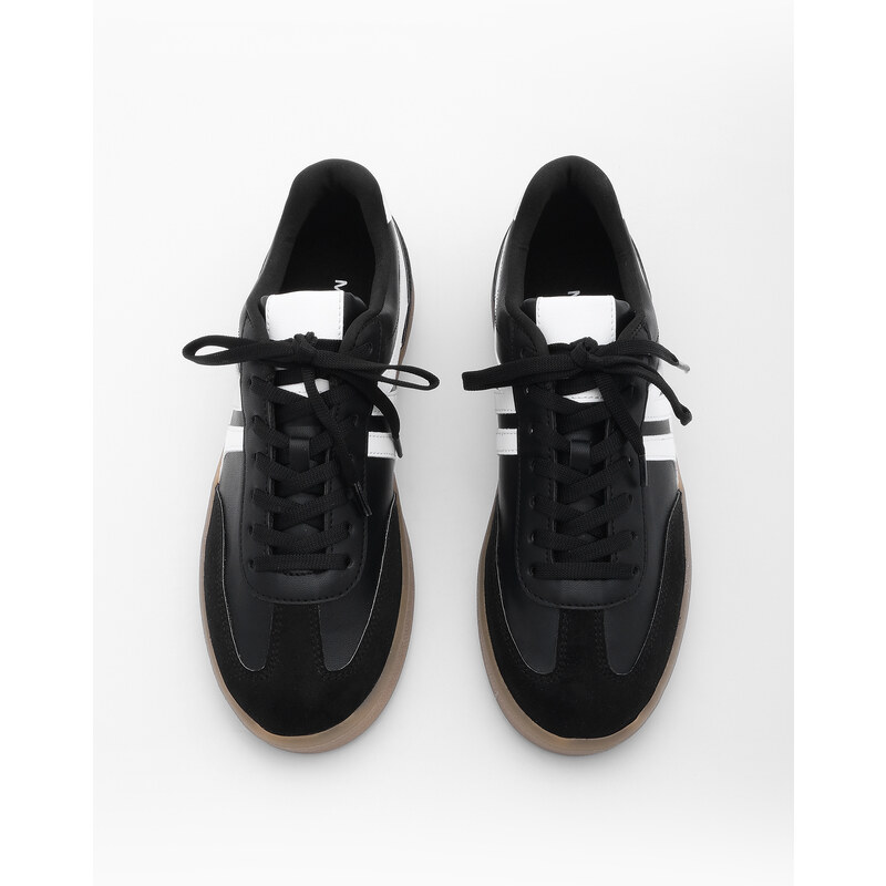 Marjin Women's Sneaker Lace Up Flat Sole Sports Shoes Thione Black