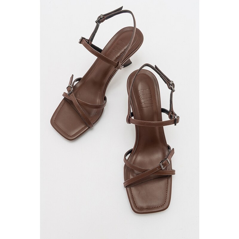 LuviShoes NEBEL Women's Brown Skin Heeled Sandals