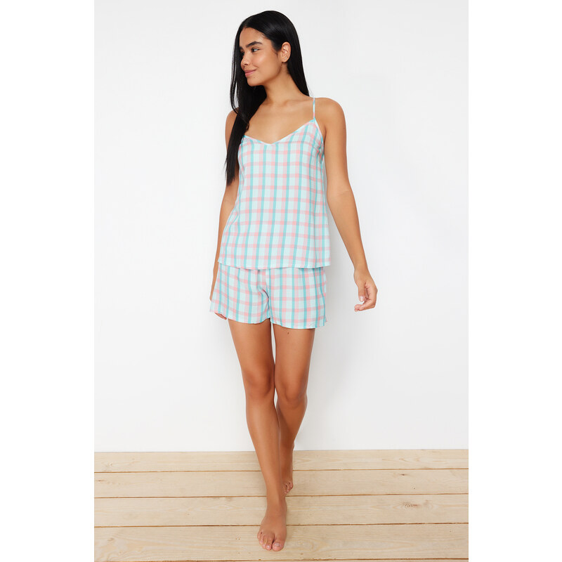 Trendyol Multicolored Plaid Viscose Woven Pajamas Set