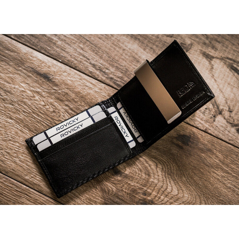 Pánská kožená peněženka Rovicky CF-3168 černá