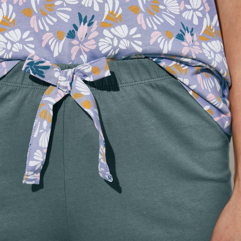 Blancheporte 3/4 pyžamové kalhoty se středovým potiskem "okvětních lístků" šalvějová 46/48